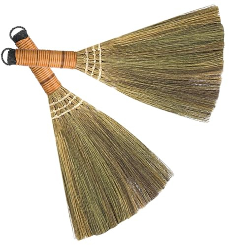 HINTRMENT Scopa in Legno per Pulizia Desktop, Set da 2 Pezzi, Piccola Scopa a Mano in Materiale Naturale per Uso Domestico e Pulizia di Stanze