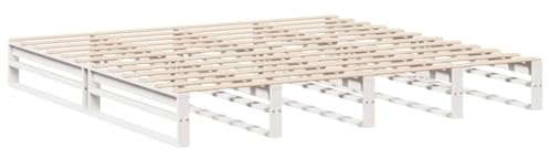 XHNIFBN Massivholzbett 180x200 cm Kiefer Weiß Mit Sperrholzlattenrahmen Modernes Design Robustes Bettgestell Für Schlafzimmer Gästezimmer Jugendzimmer