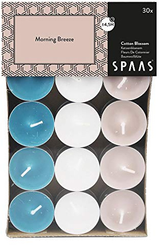 SPAAS 30 Duft-Teelichter Farben sortiert, ± 4,5 Stunden - Morning Breeze