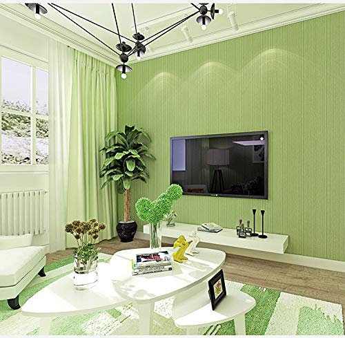 9.5X0.53M Modern Simple Stripes 11 Colors Embossed Flock Textured Non-Woven Wallpaper Roll for Bedroom Livingroom 1.73' W x 31.2' L=5.035㎡ (54sq.ft) (Lime Green)
