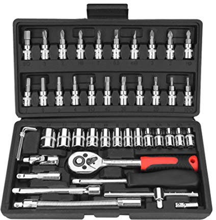 HIOD Juego de Llaves de Vaso 1/4 Pulgada Reversible Trinquete con Liberación Rápida Hexágono, Torx, Caja de Almacenamiento