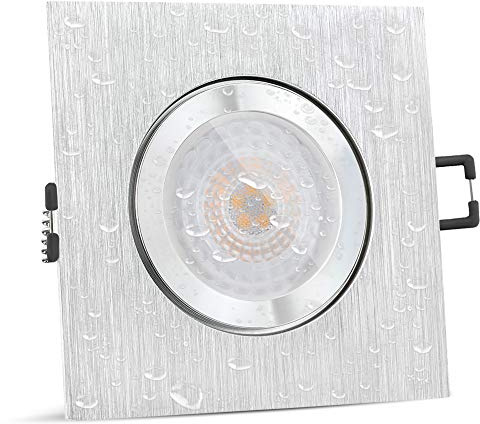 SSC-LUXon QW-2 flacher LED Badeinbaustrahler IP44 mit fourSTEP Modul Dimmbar ohne Dimmer - Spot eckig gebürstet 4W neutralweiß