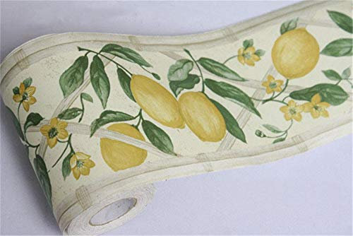 ANGANGAN Bordo Carta da Parati Limone 10X1000CM autoadesiva Bordo Decorativo Autoadesivo Cucina Bagno Wall Decor