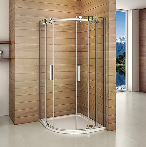 Acezanble Duschkabine 90x90cm Runddusche Duschabtrennung Viertelkreis Dusche H195cm mit Duschtasse