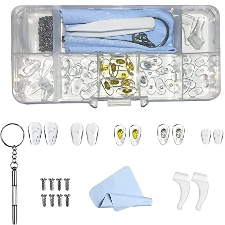 Lahviuu Plaquettes de Nez Lunettes,25 Paires Tampon de Nez en Silicone Kit de Réparation de Lunettes Antidérapant Air Nose Pads Plaquettes de Lunettes à Visser Pince Nez Lunette de Repos