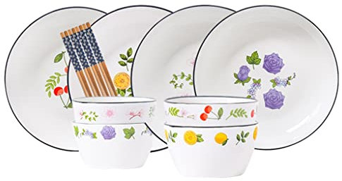 GLJAN Dinnerware Set - Service for 4, Ceramic Plate,Microwave, Oven & Dishwasher Compatible,Family Dining Party,Restaurant Plates (Color : White, Size : 12 piece)