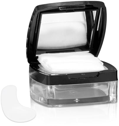 Quadratischer, leerer Puderbehälter, separat nachfüllbar, Aufbewahrungsbox für losen Puder, mit Puderquaste, Spiegellöffel für Make-up, losen Puder (schwarz)