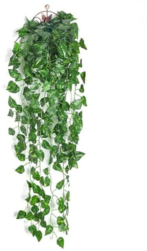 90CM Artificial Green Plant Hanging Ivy Leaf Seaweed Radish Artificial Flower Grapevine Home Garden Wall Fence Party Decoration-Green rose leaf