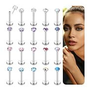 YADOCA 20PCS Labret Piercing per Donna Uomo 16G Threadless Push-in Acciaio Chirurgico Labbro Helix Trago Orecchino Piercing Gioielli Tragus Helix Conch Lip Piercing 6mm 8mm