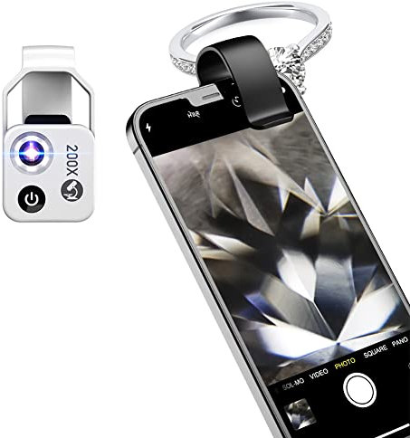 200X Handy-Mikroskop & digitale Lupe, kompatibel mit jedem Smartphone, Weiß