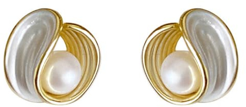 Miancheng Sterling Silber Weiße Perlen Ohrringe,Premium Perlen Ohrringe für Damen,Frauen,Mädchen