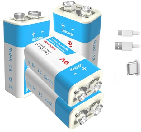 SSCYHT Batterie Rechargeable 9V Batterie Li-ION 9V 12800mAh pour alarmes/Microphones/détecteurs fumée/Jouets/Lampes Poche et Autres appareils électriques Batterie Secours
