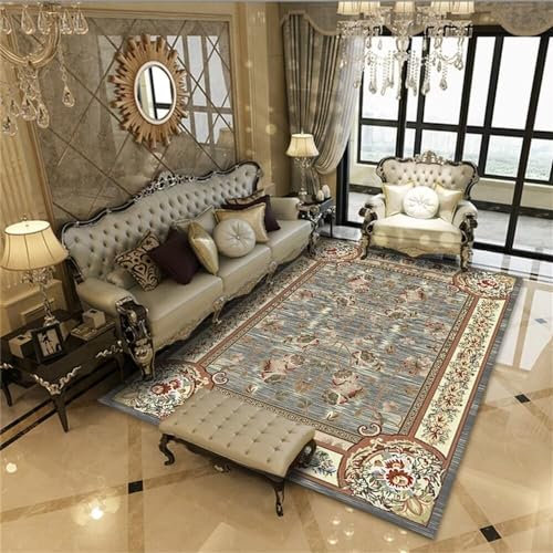 RUGMRZ Decoration Bedroom Flickenteppich Waschbar Vintage Wohnzimmer Teppich rote Pflanze floral Design rechteckig langlebig Tatami Teppich 200X300CM