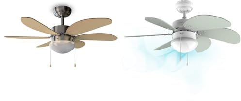 Cecotec Ventilador de Techo con Luz EnergySilence Aero 350. 50 W, Bajo consumo & Ventilador de techo EnergySilence 3600 Vision Mint. 50 W, Diámetro 92 cm, Lámpara, 3 Velocid