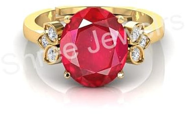 Shree Jewelrs Original zertifizierter natürlicher Rubin (Manik) Ring - 7.00 Karat / 7.88 Ratti zertifizierter handgefertigter Fingerring burmesischer Rubin Ring PANCHDHATU Ring für Damen und Herren
