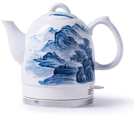 Bollitore da ufficio,riutilizzabile,bollitori - Bollitore elettrico bianco senza fili in ceramica per tè - Retro 1350W fa bollire l'acqua velocemente per tè, caffè, zuppa, farina d'avena -