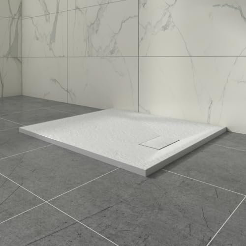 Aquariss SMC Slate Effect Shower Enclosure Tray 1000x800mm Rectangular Wetroom Shower Base White