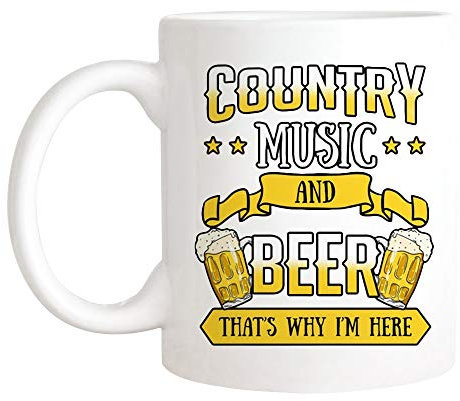 Coffee Mug Country Music and Beer Funny Beer Lover for Tea Cup Premium Ceramic Cup Safe Personalised Mug for Office Men Women Work 330ML