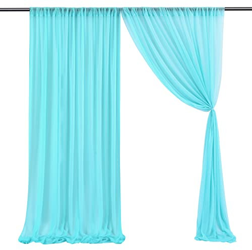 Anevous 2 Stück 0,75x3 m Hochzeit Vorhang Hochzeitsbogen, Querbehang Gardinen Vorhang, Gardinen Dekoration für Hochzeitsfeier, Babyparty Party, Torbogen Zeremonie, Bühnendekoration,Blau