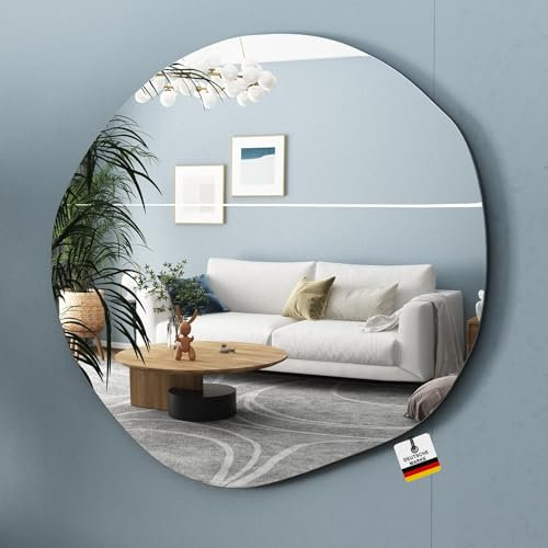 Albatros Designerspiegel Asymmetrisch 53x50 cm – Wand- oder Türspiegel, Moderne organische Form – Spiegel oval und groß, unförmig und Rahmenlos