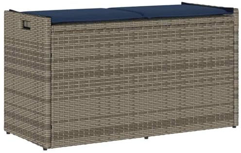 vidaXL Outdoor-Sitzbank mit Stauraum und Kissen Grau 100 cm