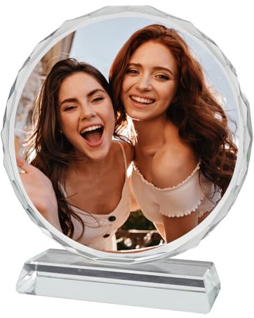 iweener Cadre photo personnalisé en verre de cristal 3D avec support, cadres photo personnalisés pour mariage, anniversaire, naissance de bébé, Saint-Valentin