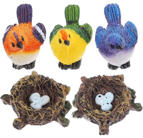 BESPORTBLE 1 Set Small Artificial Bird Nest Dollhouse Miniature Birds Mini House Kit Decorative Resin Birds Decor Tabletop Decoration Decorative Small Resin Mini Bird Nest Clip
