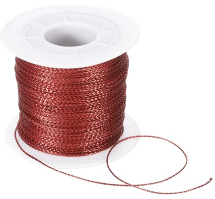 sourcing map Cordoncino metallico, 1 mm x 100 m, colore rosso, filo metallico, non elasticizzato, nastro natalizio per confezioni regalo, creazione di gioielli, artigianato fai da te