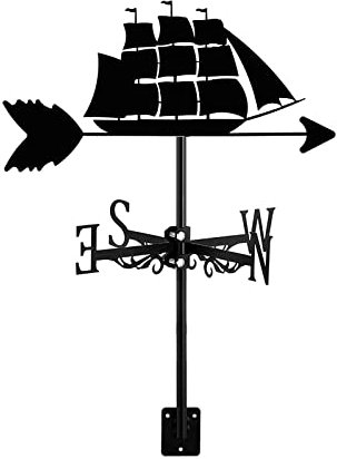QKPFCVG Girouette à Montage sur Toit de Style voilier, kit d'indicateur de Direction du Vent pour décoration de Bateau, Support métallique pour pelouse de Jardin extérieur, girouette, voilier