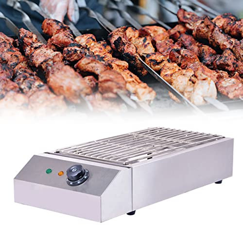 Piastra elettrica da tavolo, barbecue elettrico portatile senza fumo, griglia per cucinare al chiuso con vassoio raccogli gocce pieno d'acqua e controllo della temperatura, griglia per kebab, piastr