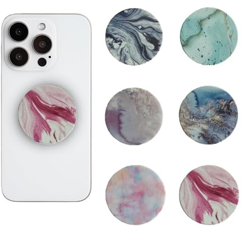 6 Pack Phone Grip Holder with Stand,Finger Grip with Kickstand - Compatible with Smartphones, Mobiles & Cases