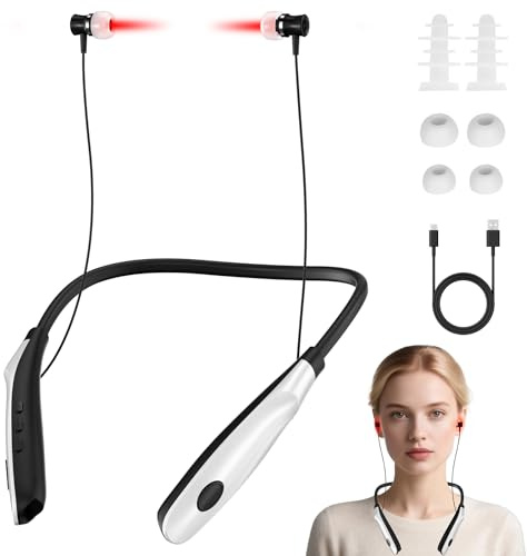 Relassy Acouphènes Bouchons Infrarouges, 2 en 1 Lumiere Rouge Bouchon d'oreille Acouphene - avec Lumière Rouge de 650 nm,Bouchons Infrarouges Acouphènes pour Réduire d'acouphènes (ne chauffent)