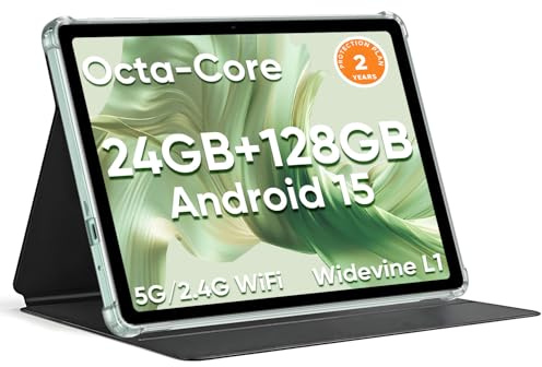 HNVHNV Android 15 Tablet 10.1 inch Tablet, 24GB RAM 128GB ROM 2TB Expand, Octa-core Processor, 2 Years Protection, 1280x800 HD IPS Touchscreen, GPS, 5G/2.4G WiFi, BT5.0, Dual Camera, 6000mAh Battery