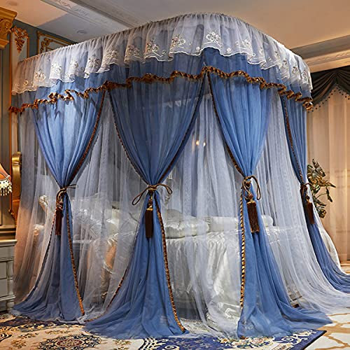 GAOBINGB Zanzariera, baldacchino Anti-zanzare per Letto Singolo e Matrimoniale, Tende scorrevoli, Binario a U, Tenda Decorativa per Camera da Letto, Facile Installazione, Blu-Grigio, 1,8 * 2 m