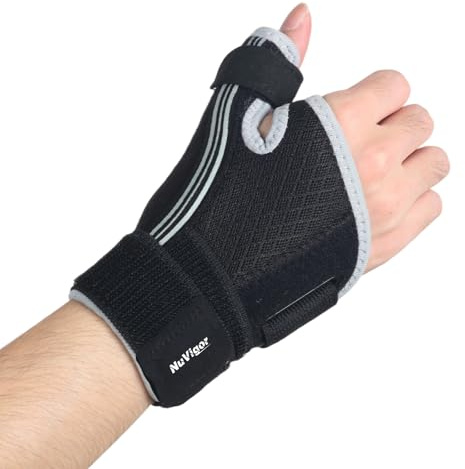 NuVigor Thumb Splint for Right & Left Hand, Wrist and Thumb Supports for Arthritis, Adjustable Finger and Hand Support, Thumb Brace for Arthritis, Tendonitis, Carpal Tunnel Pain Relief,Thumb Sprain