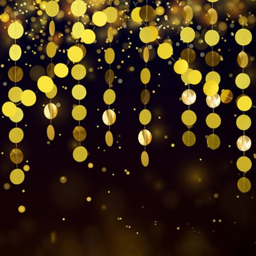 Girlande Gold Party Deko Gold, Goldene Deko Für Geburtstagspartys Hochzeitsfeiern Und Jubiläumsfeiern, 5 Stück Glitzer Girlande Mit 20 Meter Gesamtlänge Aus Hochwertigem Papier