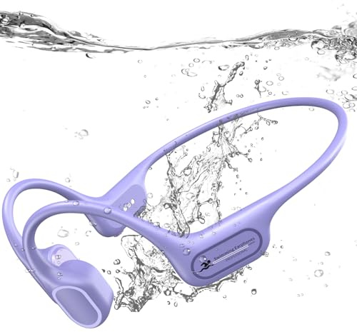 Cuffie da nuoto impermeabili IP68, cuffie Bluetooth in silicone liquido a conduzione ossea, lettore MP3 integrato da 32 GB, design morbido e leggero, ideali per nuoto/maratona/ciclismo (viola)