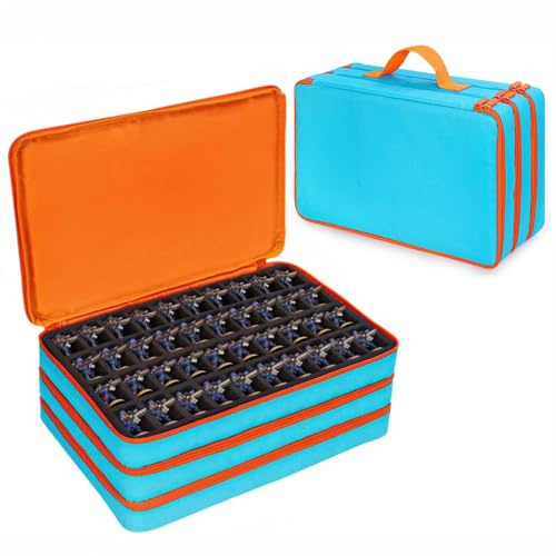Meetikar Miniature Figure Storage Carrying Bag, 120 Slot Figurine Miniature Carrying Case Compatible with 40K and D&D Miniature, Miniature Storage Case with 3 Foam Trays (Blue)