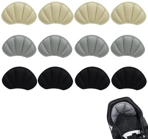 6 pares de almohadillas para talones para zapatos demasiado grandes, protección del talón transpirable contra la fricción, almohadillas para el talón agradables para la piel, insertos de cojín sueltos