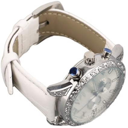 Orologio Automatico da Uomo, Orologio da Polso Meccanico Multifunzionale Luminoso per l'uso Quotidiano (Quadrante bianco cinturino bianco)