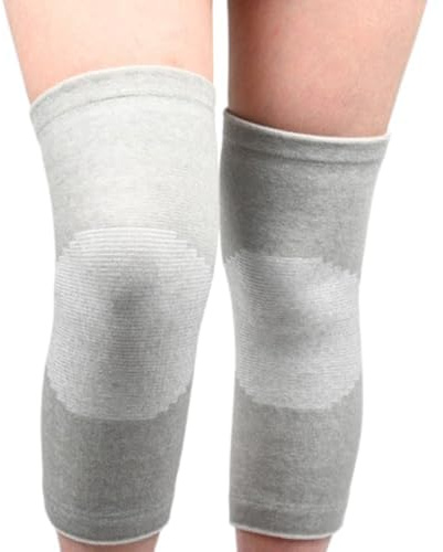 ZWOIVHE Vitaliskraft Premium Bambus-Kniebandage – 100% Bio-Bambusmaterial, Antibakteriell & Atmungsaktiv, Fördert Durchblutung & Heilung, Geeignet zum Laufen, Wandern und für den Alltag (Grau,XXL)