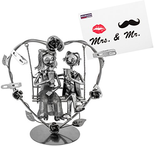 BRUBAKER Hochzeitspaar auf einer Schaukel | Kreatives Geldgeschenk oder Fotogeschenk - inkl. Grußkarte