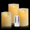 OSHINE - Velas sin Llama, Juego de 3 Pilares de Cera Real sin Goteo con LED de Baile Realistas y Control Remoto de 10 Teclas con Función Temporizador, Marfil