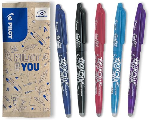 PILOT FriXion Ball 0.7 Set – 5 Stück: Blau/Hellbl/Schwarz/Pink/Violett, Radierbare Tintenroller 0,4mm Strichstärke, angenehme Schreibführung beim Schreiben, thermosensitive Tinte, austauschbare Mine