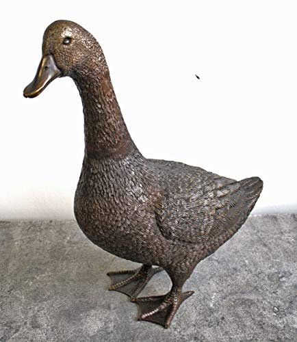 H. Packmor GmbH Bronzefigur stehende Ente Gans Vogel Gartenfigur Teichdekoration Skulptur 47x50x18cm
