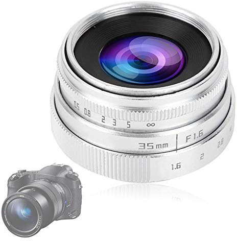 Obiettivo della fotocamera 35mm F1.6-16 Obiettivo CCTV Obiettivo a grande apertura C, obiettivo manuale Micro lente singola Aps-c(Argento)