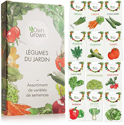 Kit de graines de légumes prêt à pousser OwnGrown, 12 légumes incontournables à planter en un set pratique, Assortiment graines légumes essentiels pour le potager