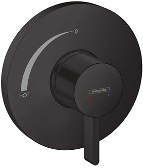 hansgrohe Ecostat S Modern Minimalist Easy Control 1-Griff Druckausgleich Duschventil Blende in Mattschwarz 15739671