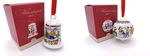Porzellanglocke & Porzellankugel 2015 - Hutschenreuther - in OVP - Weihnachtsglocke Weihnachtskugel -