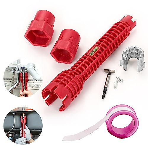 8 In 1 Faucet And Sink Installer Multifunctional Wrench Tool For Kitchen Bathroom Water Pipe Extra-long Design Wrench Easy-to-use Plumbing Repair Tools 